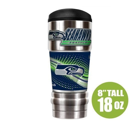 NFL Seattle Seahawk Hot/Cold Stainless Steel Travel Tumbler w/Metallic Logo 18Oz