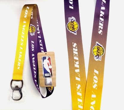 NBA Los Angeles Lakers Lanyard Key Ring Keychain ID Holder Clip Bottle Opener