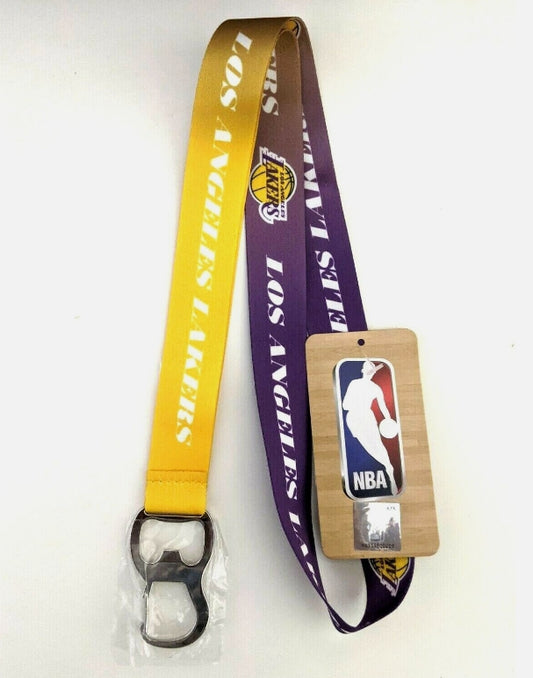 NBA Los Angeles Lakers Lanyard Key Ring Keychain ID Holder Clip Bottle Opener