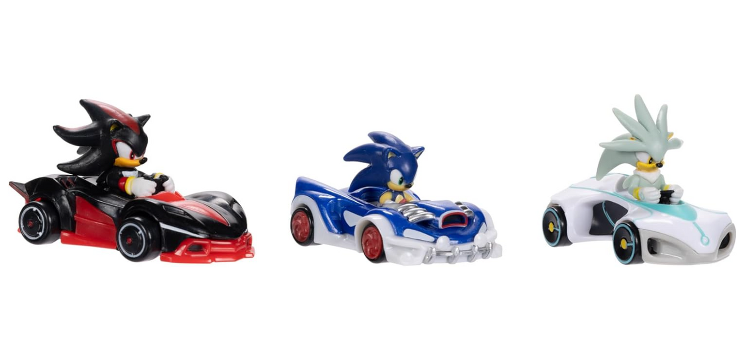 Sonic The Hedgehog Vehicles 3-Pack 1:64 Die-Cast, Includes Sonic – Speed Star, Tails