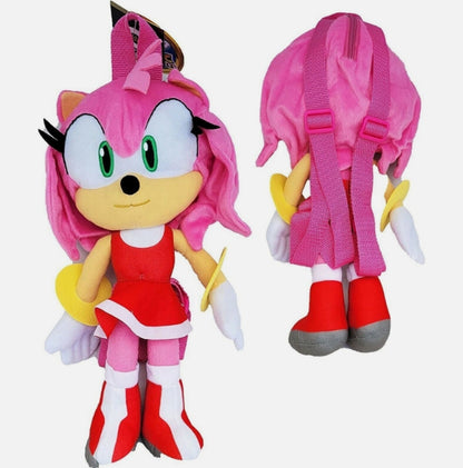 Sonic The Hedgehog Amy Rose Sonic Plush Backpack 16 inch - Pink