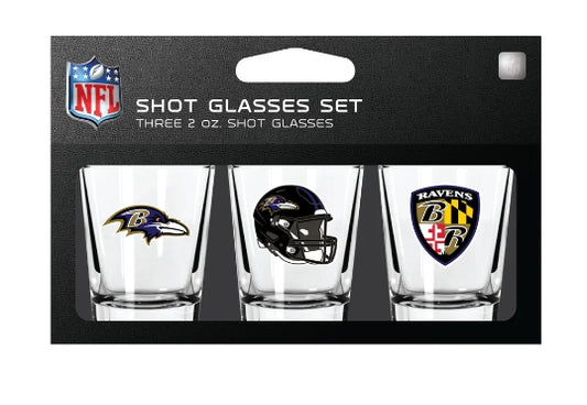 NFL Baltimore Ravens Shot Glass Set 3 Pack