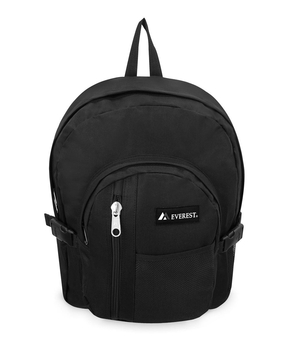 Basic Backpack with Front Mesh Pocket in Black