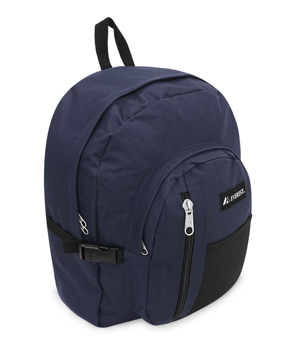 Basic Backpack with Front Mesh Pocket in Navy/Black