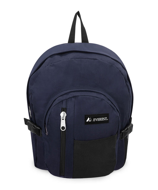 Basic Backpack with Front Mesh Pocket in Navy/Black