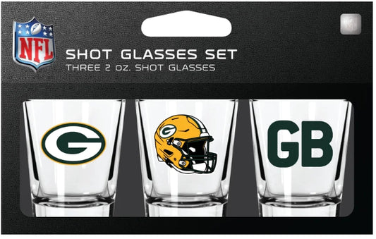 NFL Green Bay Packers Shot Glass Set 3 Pack