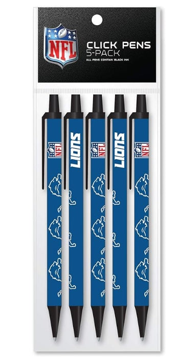 NFL Detroit Lions Disposable Black Ink Click Pens, 5-Pack