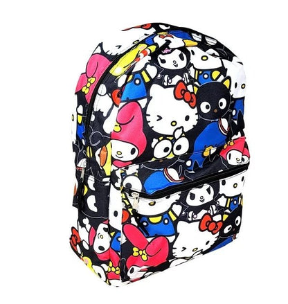 Hello Kitty Backpack 16" All-over Print Sanrio Keroppi Kuromi Melody Girl Black - Hello Kitty Backpack 16" All-over Print Sanrio Keroppi Kuromi Melody Girl Black