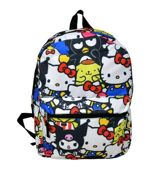 Hello Kitty Backpack 16" All-over Print Sanrio Keroppi Kuromi Melody Girl Black - Hello Kitty Backpack 16" All-over Print Sanrio Keroppi Kuromi Melody Girl Black