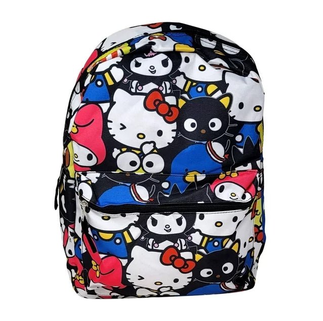 Hello Kitty Backpack 16" All-over Print Sanrio Keroppi Kuromi Melody Girl Black - Hello Kitty Backpack 16" All-over Print Sanrio Keroppi Kuromi Melody Girl Black