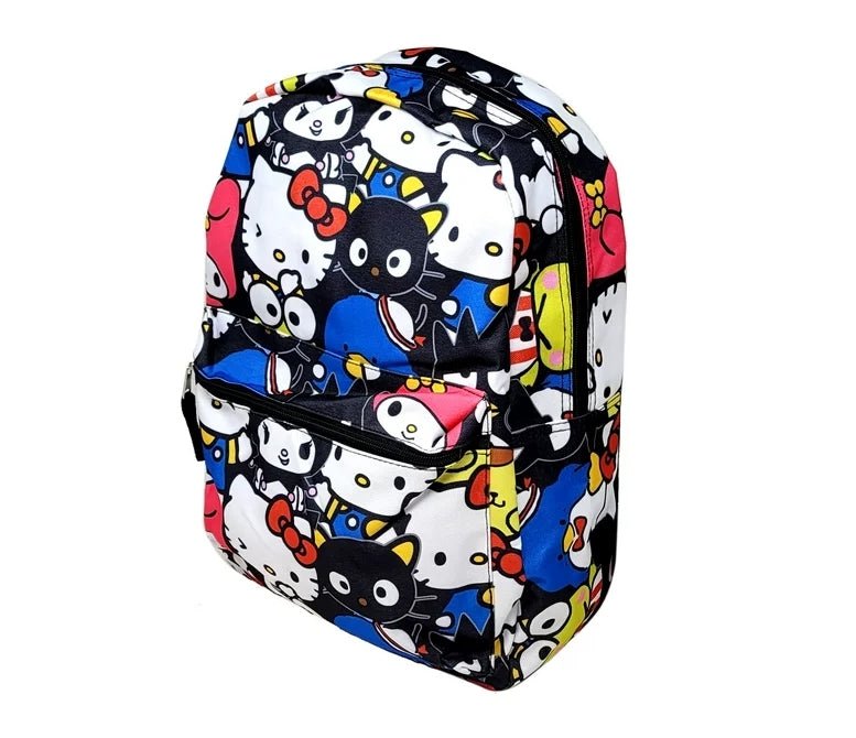 Hello Kitty Backpack 16" All-over Print Sanrio Keroppi Kuromi Melody Girl Black - Hello Kitty Backpack 16" All-over Print Sanrio Keroppi Kuromi Melody Girl Black