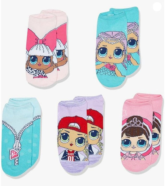 LOL Surprise! Girls 5 Pack No Show Socks - LOL Surprise! Girls 5 Pack No Show Socks