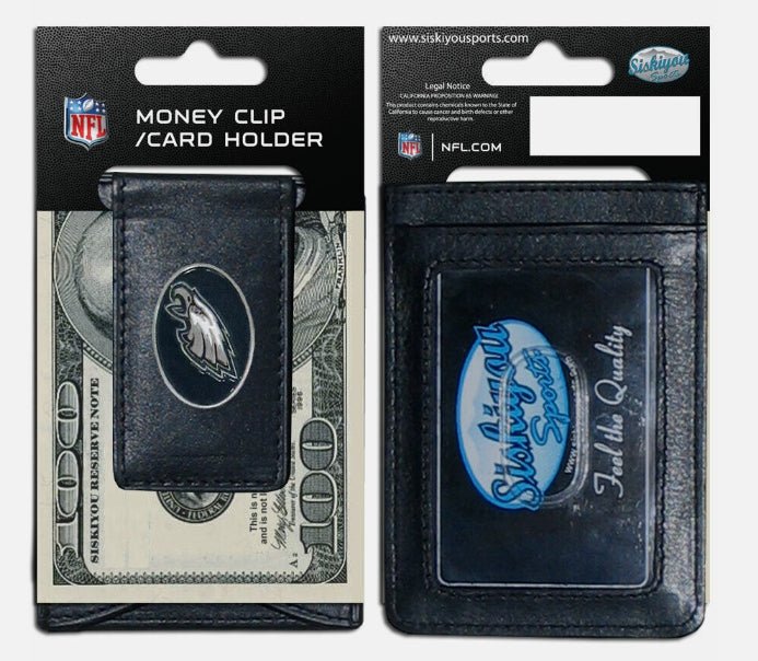 NFL Eagles Fine Leather Money Clip Card - NFL Eagles Fine Leather Money Clip Card