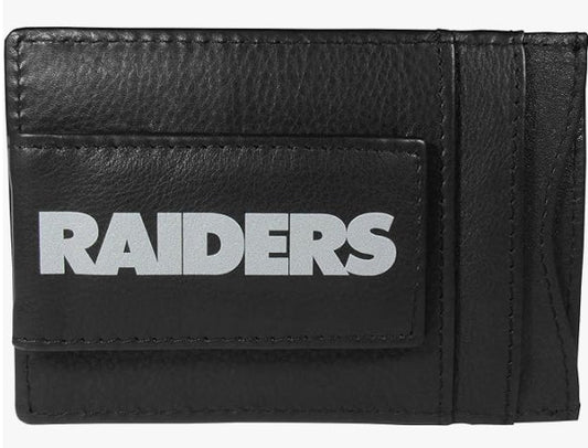 NFL Las Vegas Raiders Fine Leather Money Clip Card & Cash Holder NFL Football - NFL Las Vegas Raiders Fine Leather Money Clip Card & Cash Holder NFL Football