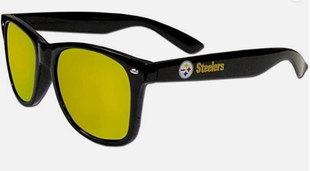 NFL Pittsburgh Steelers Retro Wayfarer Mirror Lens Sunglasses - NFL Pittsburgh Steelers Retro Wayfarer Mirror Lens Sunglasses