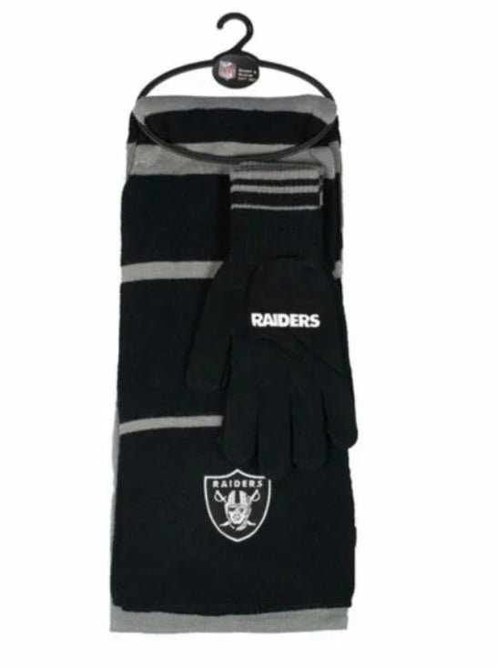 NFL RAIDERS SCARF AND GLOVE GIFT SET CHENILLE - NFL RAIDERS SCARF AND GLOVE GIFT SET CHENILLE