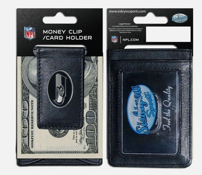 NFL Seattle Seahawks Fine Leather Money Clip Card - NFL Seattle Seahawks Fine Leather Money Clip Card