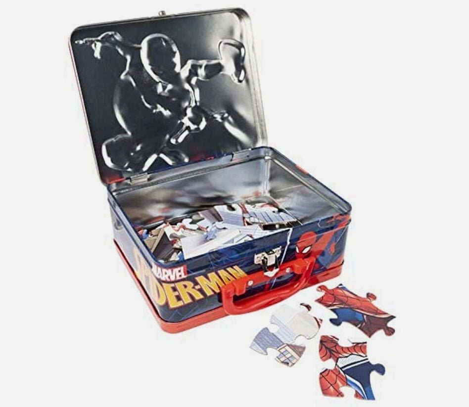 Spiderman Large Lunch Tin Box with 24pc puzzle inside - Spiderman Large Lunch Tin Box with 24pc puzzle inside